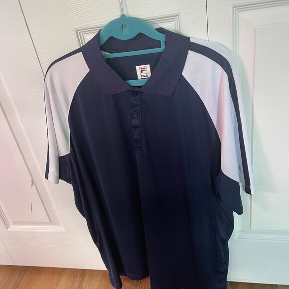 FILA Pickleball Polo Shirt Mens Size XL Blue White Short Sleeve Activewear - Picture 1 of 6